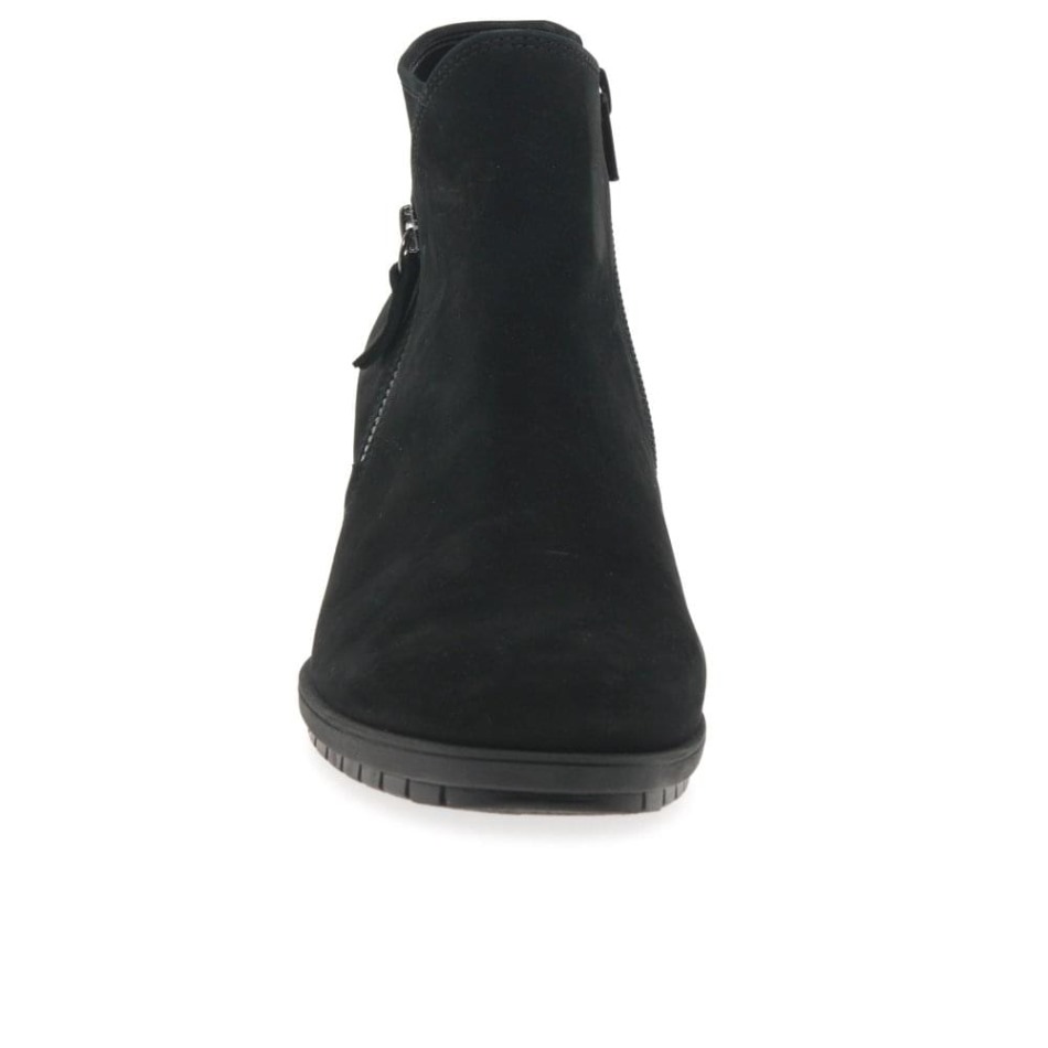 Gabour | Bottines Olivetti Exclusives En Nubuck Noir Pour Femme à Fermeture Zippée